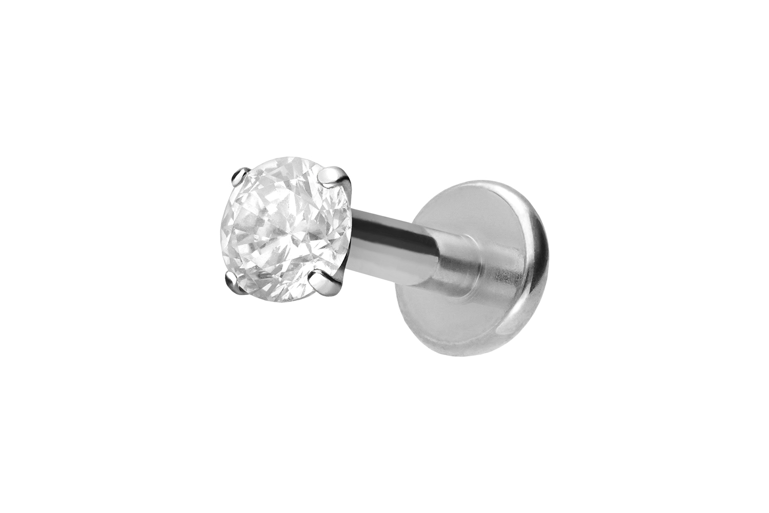 Titan Labret Piercing mit Innengewinde EINGEFASSTER KRISTALL